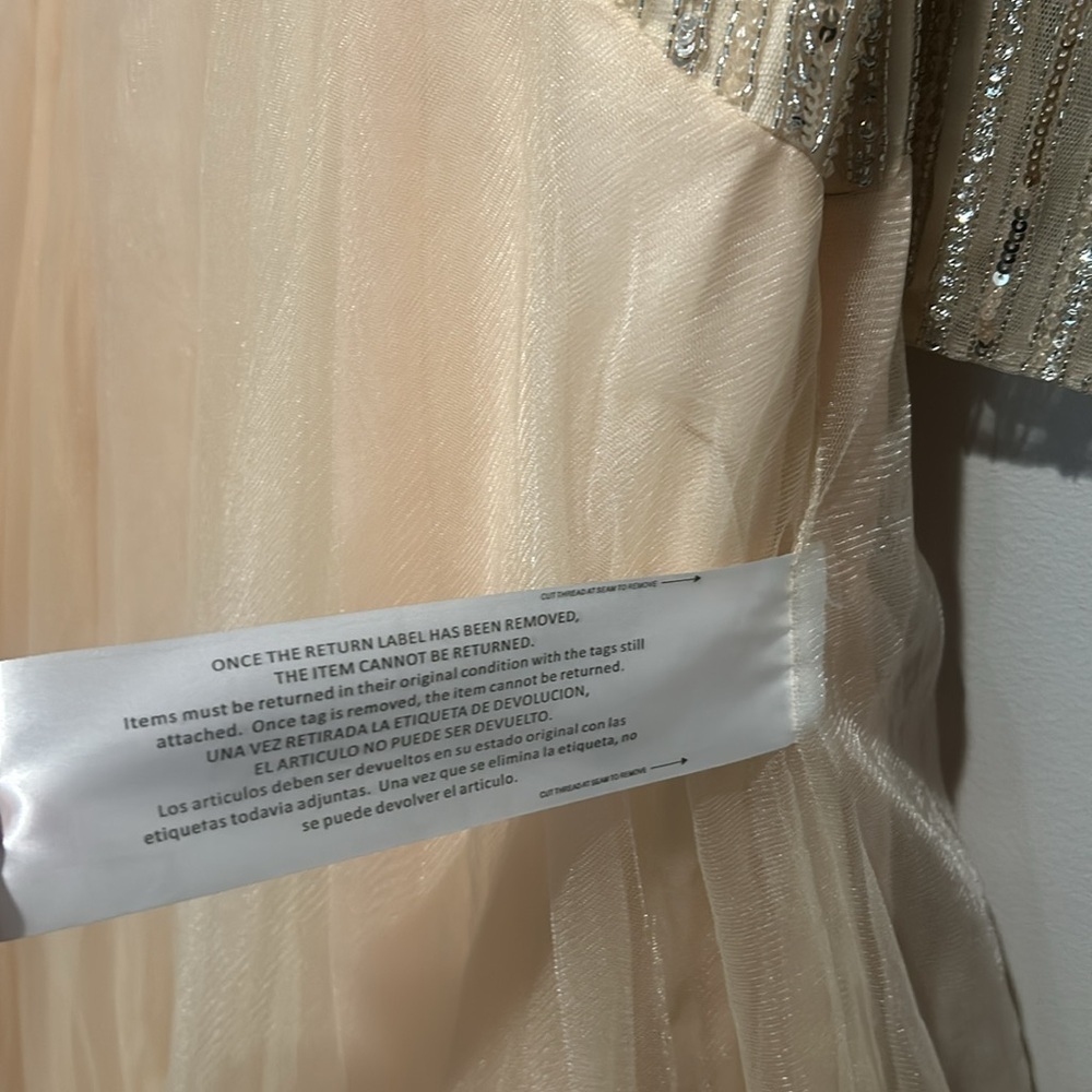 BASIX BLACK LABEL LONG SLEEVE SEQUINED GOWN IN CHAMPAGNE SIZE 6 - Picture 7 of 17